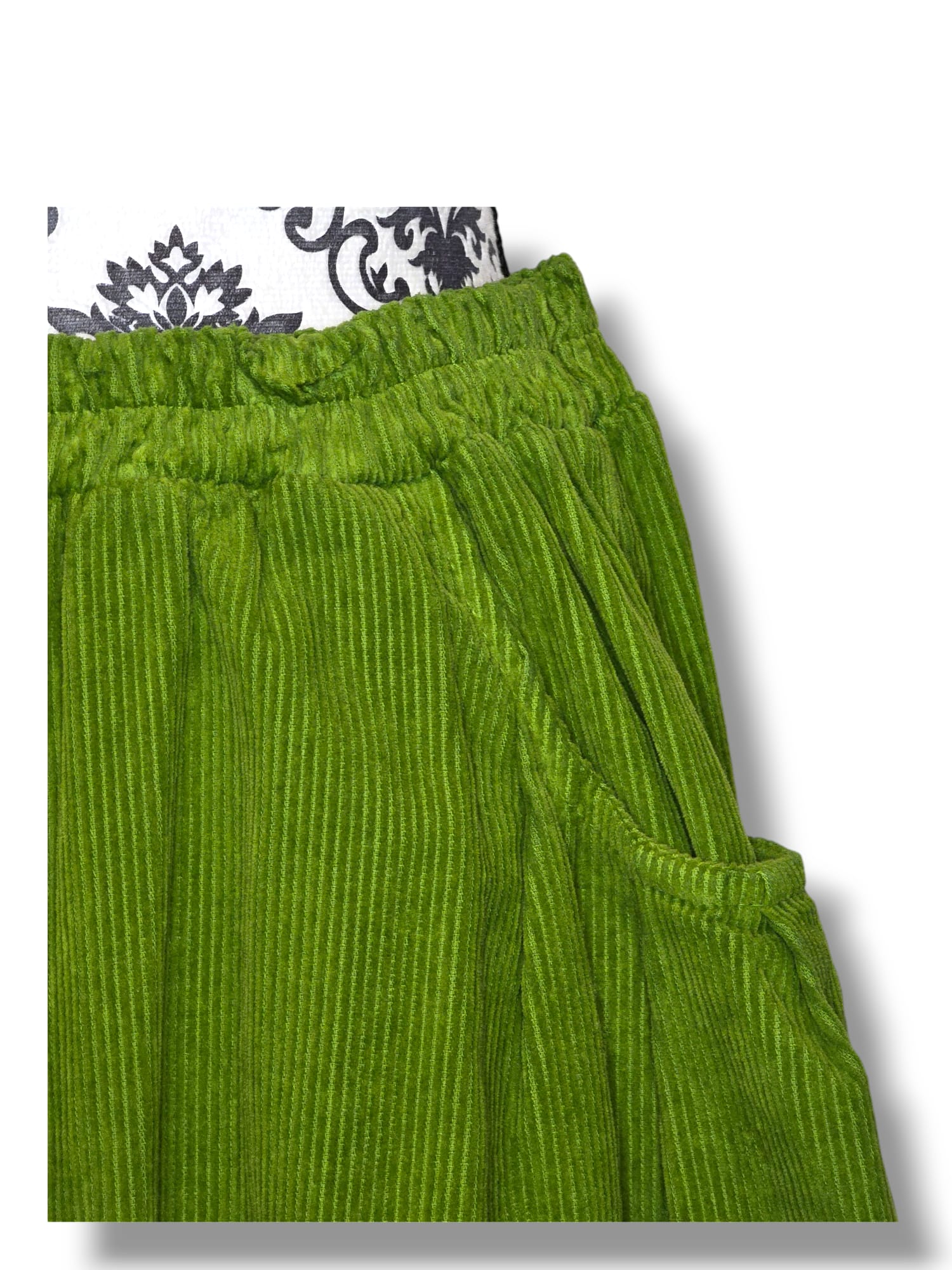 Jupe-pantalon en coton côtelé vert pomme