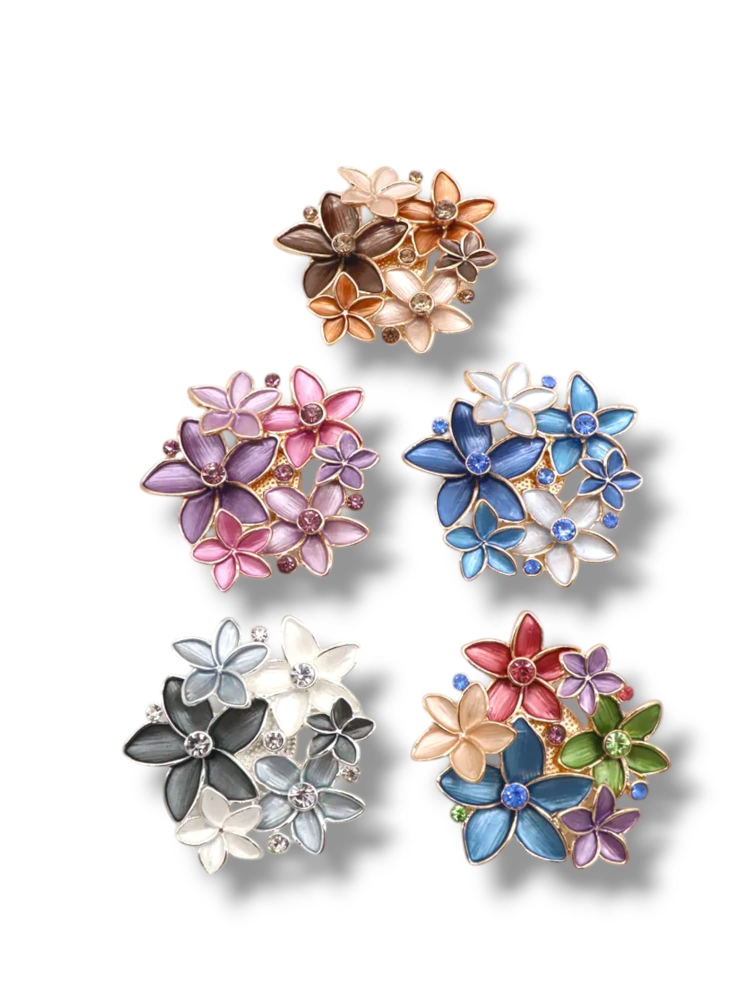 Broche aimantée "fleurs grises et blanches"