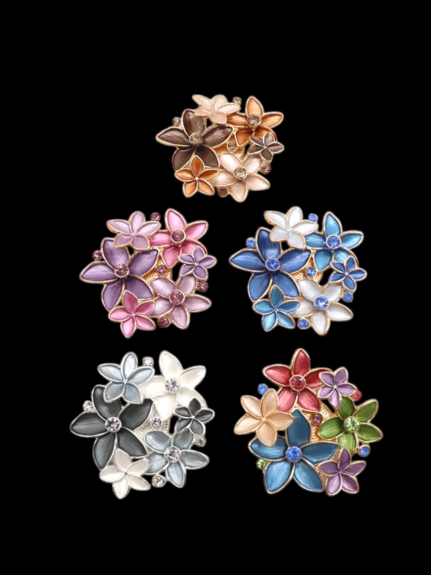 Broche aimantée "Fleurs marron et beige"