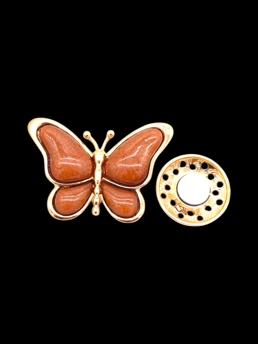 Broche aimantée "Papillon marron"
