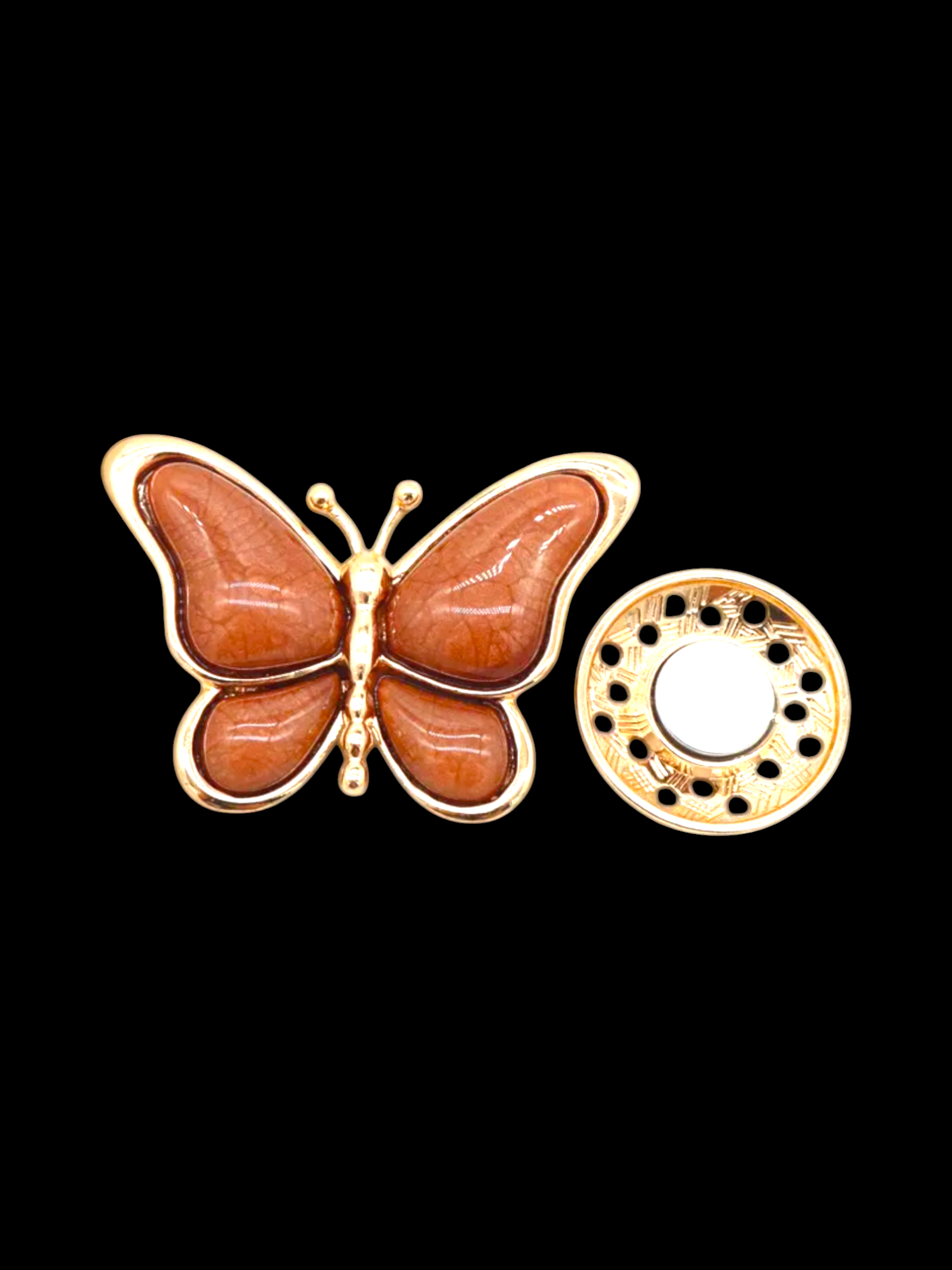Broche aimantée "Papillon marron"