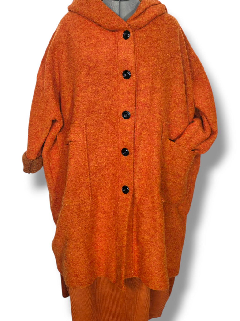 Manteau Oversize Orange en laine bouillie