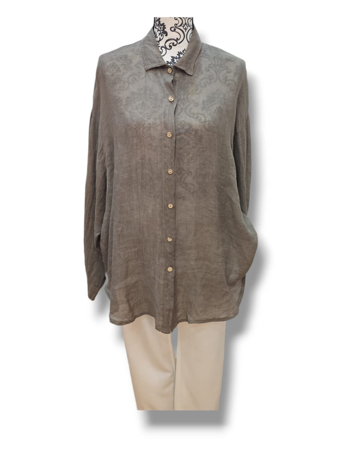 Chemise en gaze de lin - Taupe