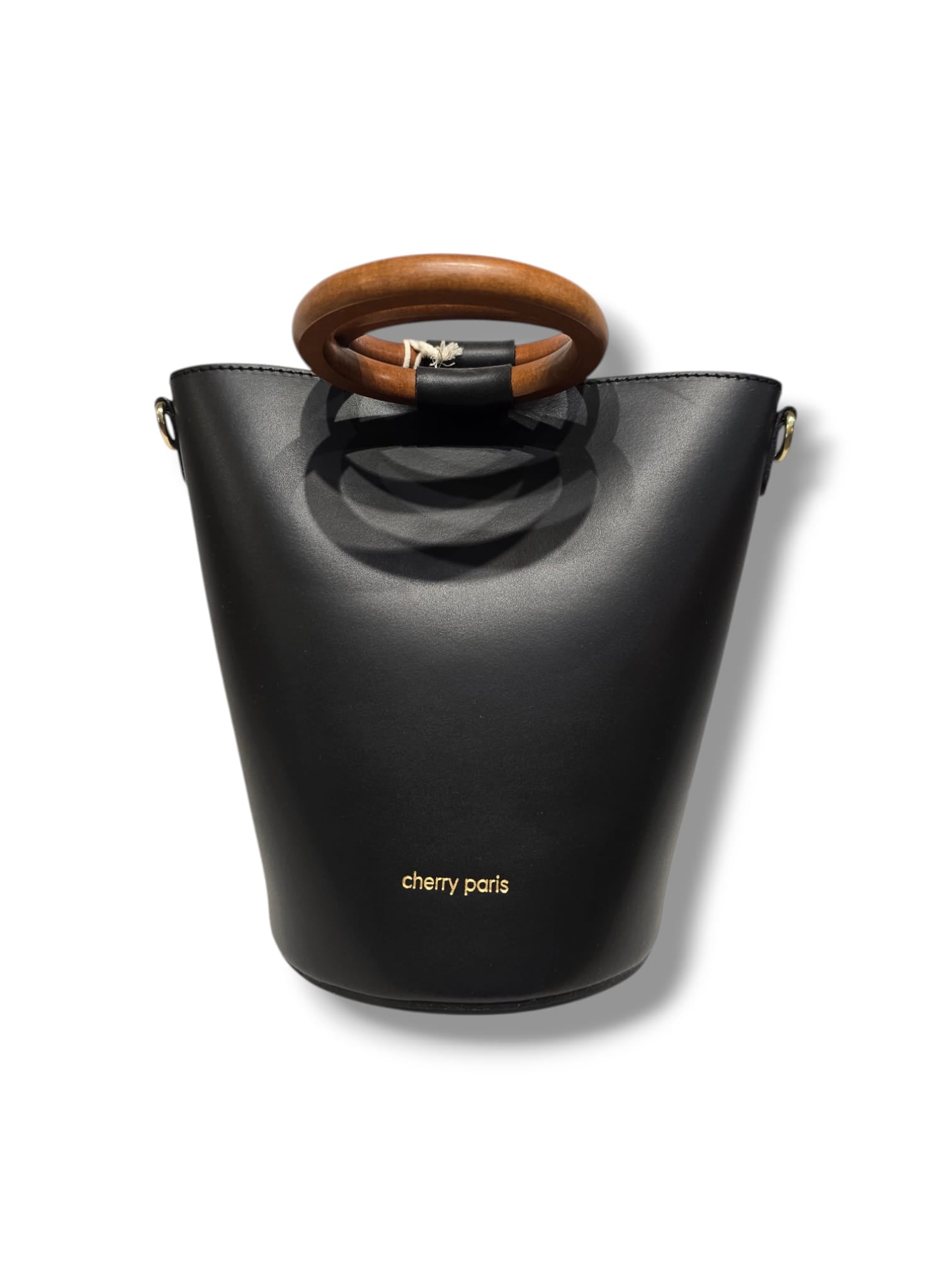 Sac Cherry Paris – Noir minimaliste avec anses bois