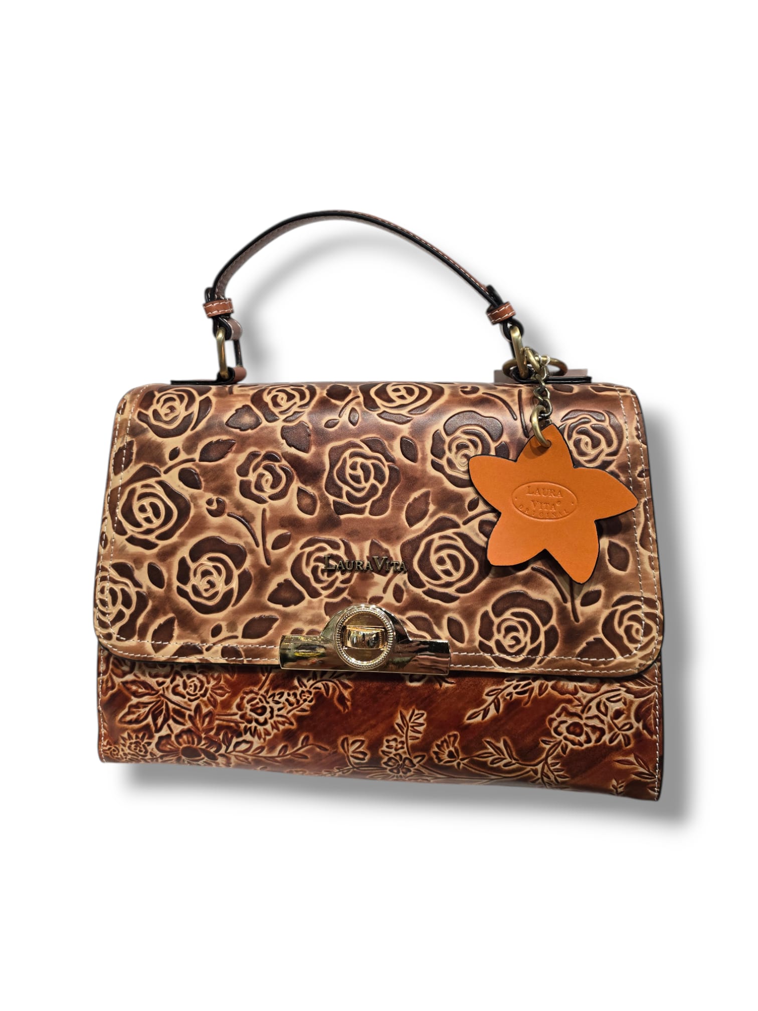 Sac à main Laura Vita – Cuir embossé floral