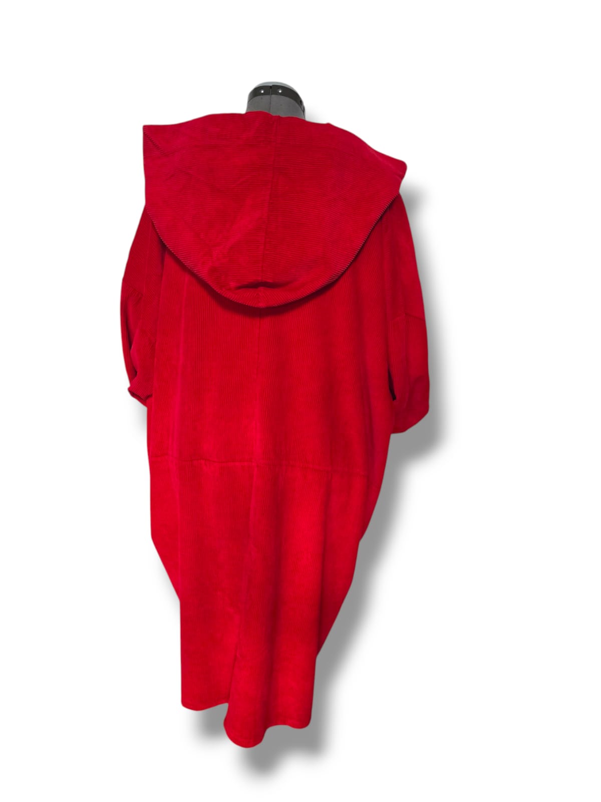 Manteau à capuche en coton côtelé – Rouge