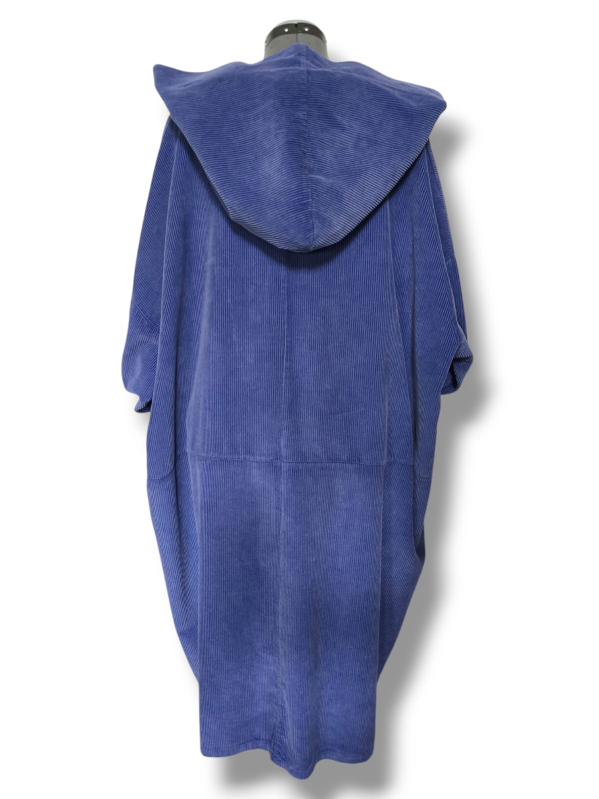 Manteau à capuche en coton côtelé – Bleu