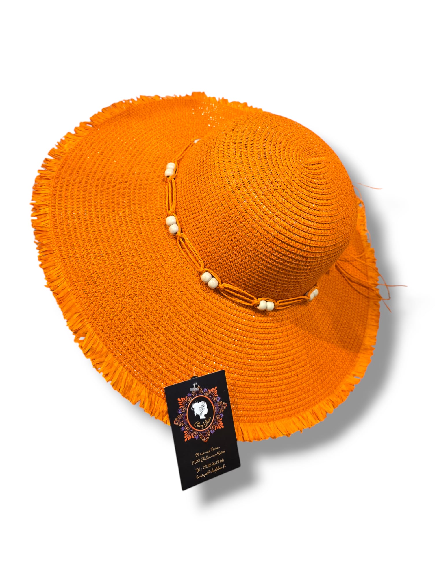 Chapeau Orange avec Perles – Audace & Élégance