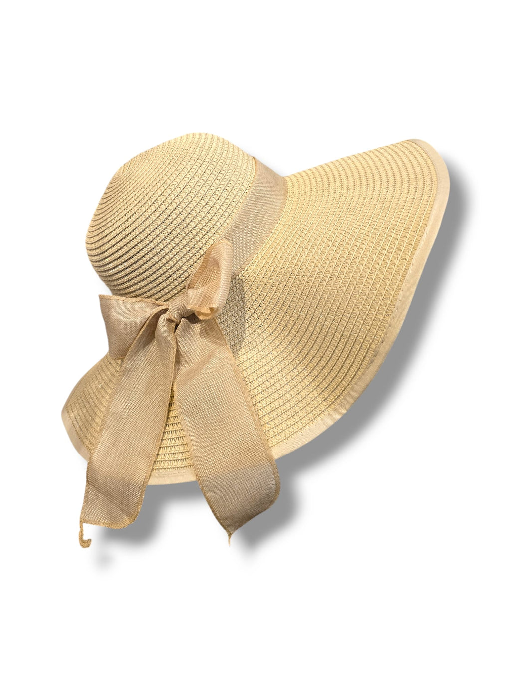 Chapeau Beige avec Ruban en Lin – Élégance Naturelle