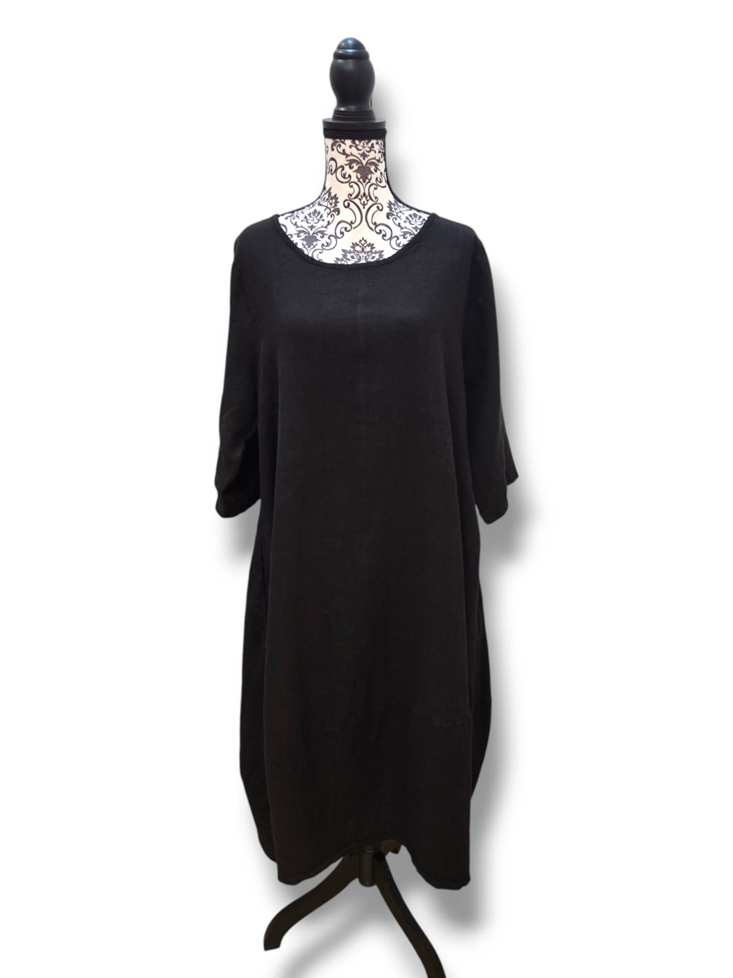 Robe boule noire 100% LIN