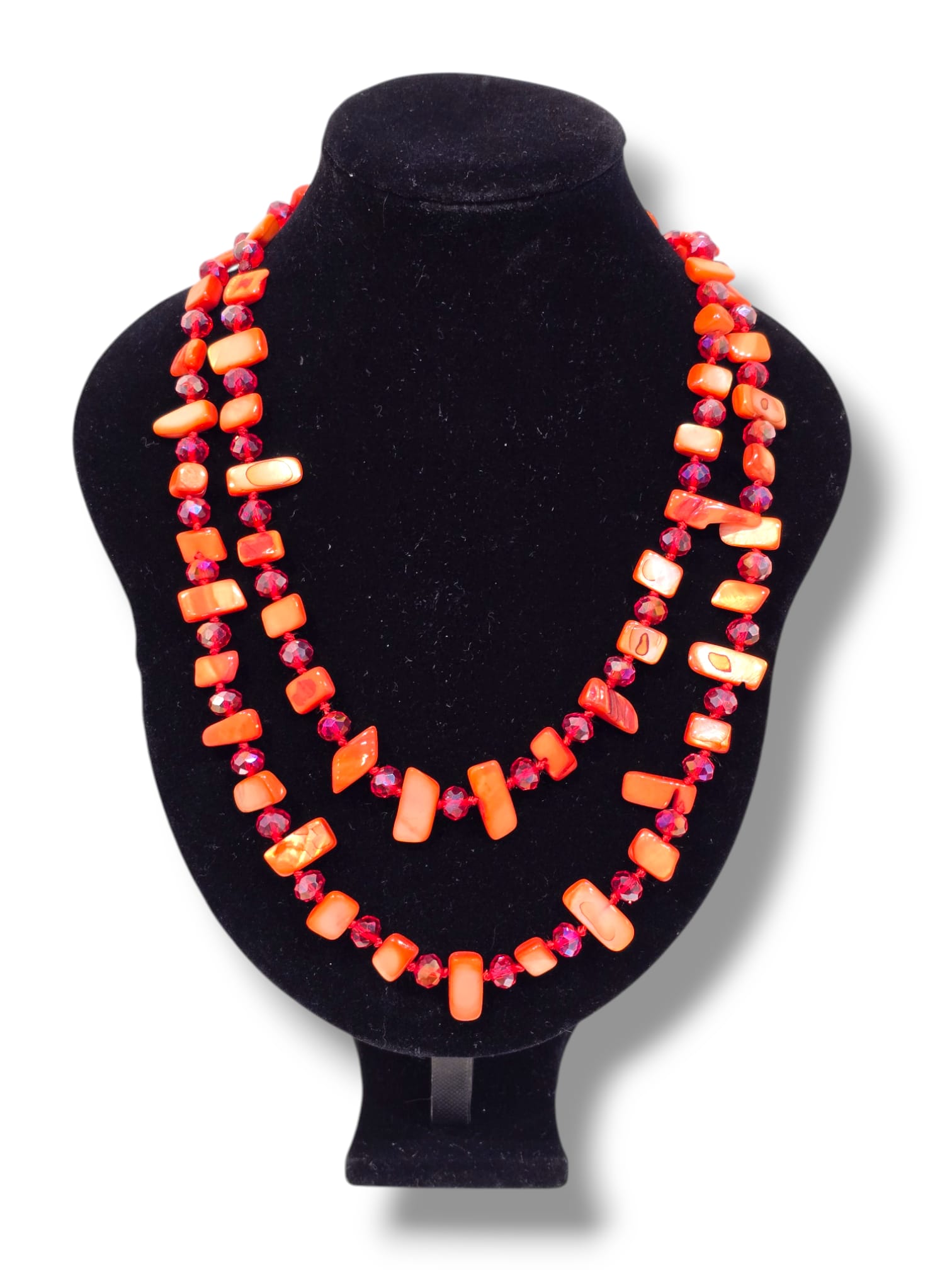 Collier fantaisie pierres ton orangé
