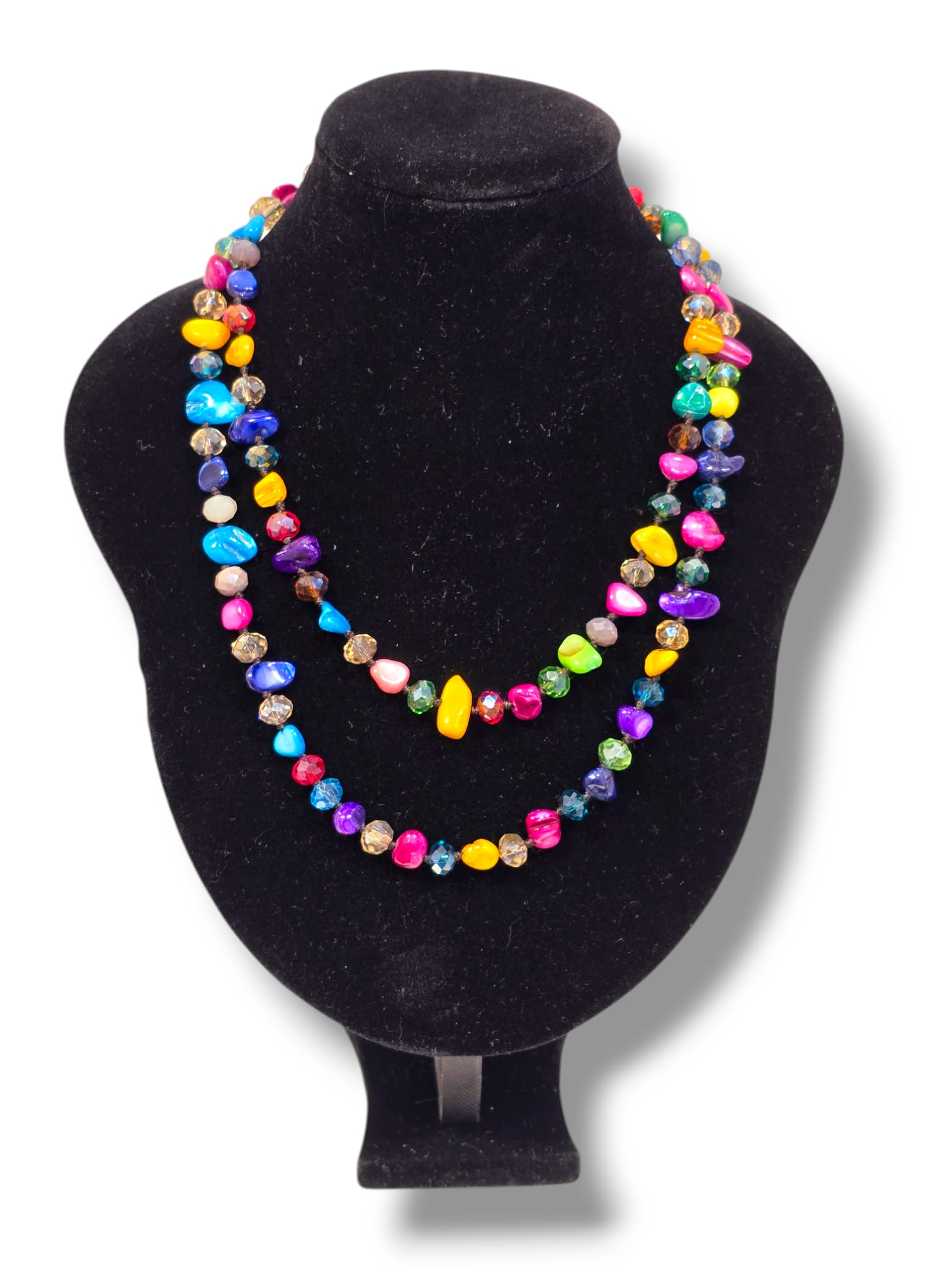 Collier fantaisie pierres multicolores