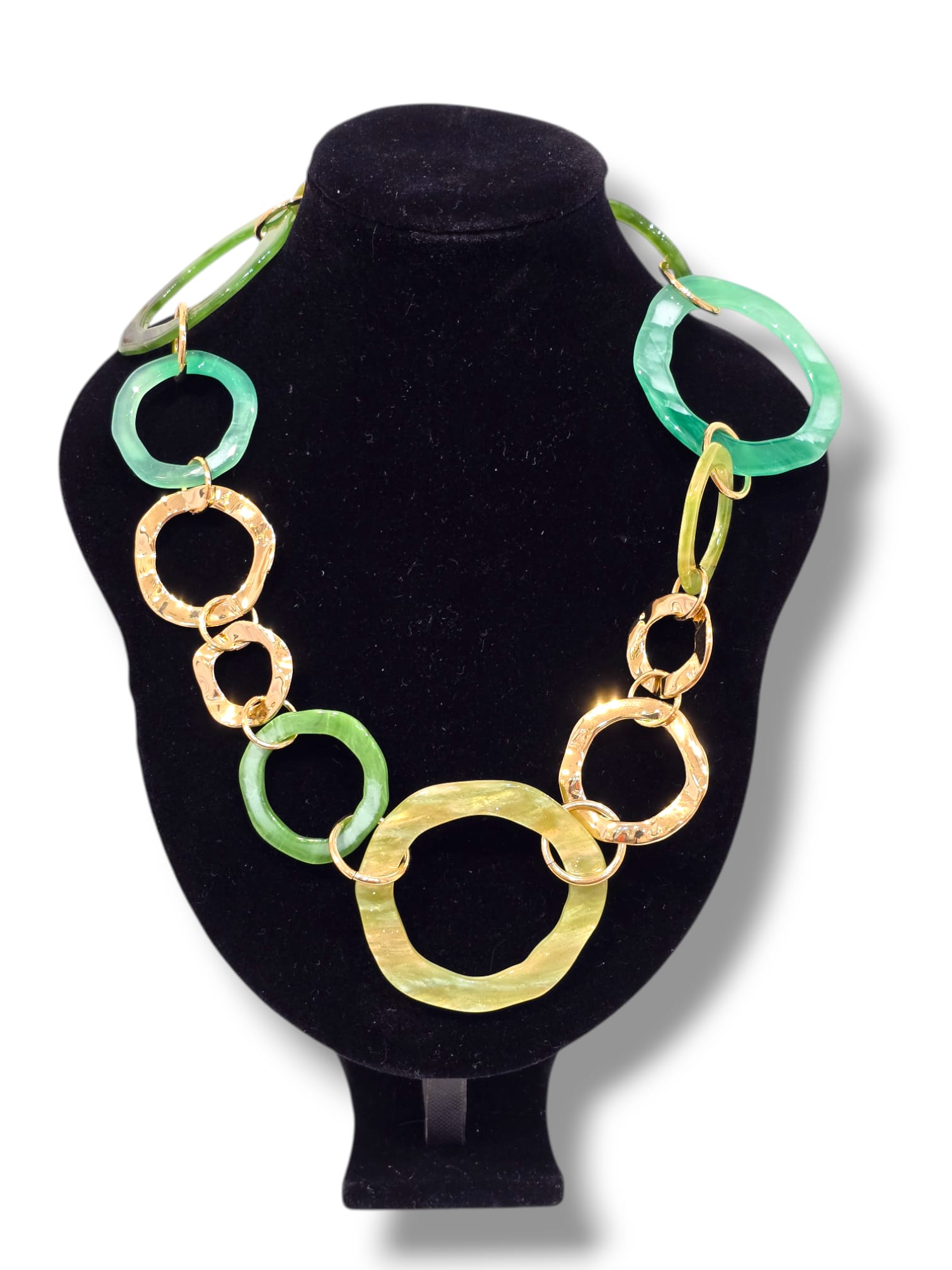 Collier fantaisie vert & métal