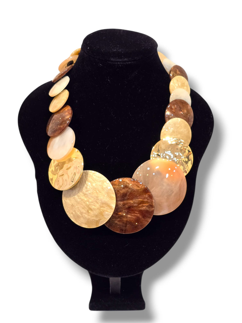 Collier maxi pastilles nacrées et dorées