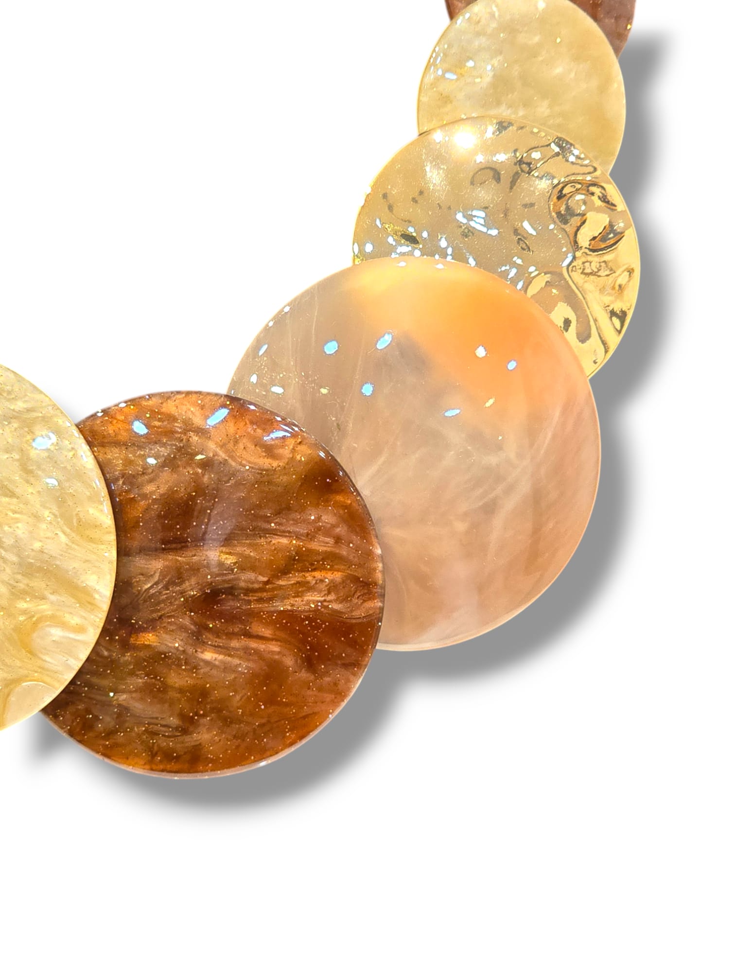 Collier maxi pastilles nacrées et dorées