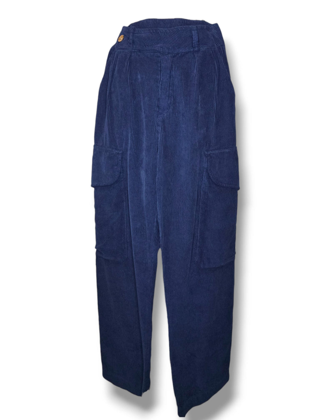 Pantalon en coton côtelé bleu
