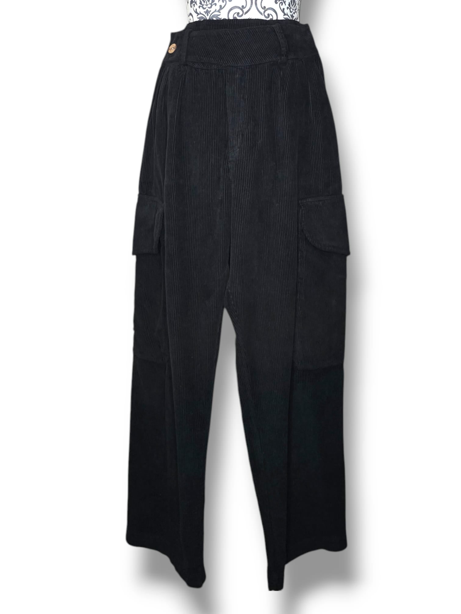 Pantalon en coton côtelé Noir