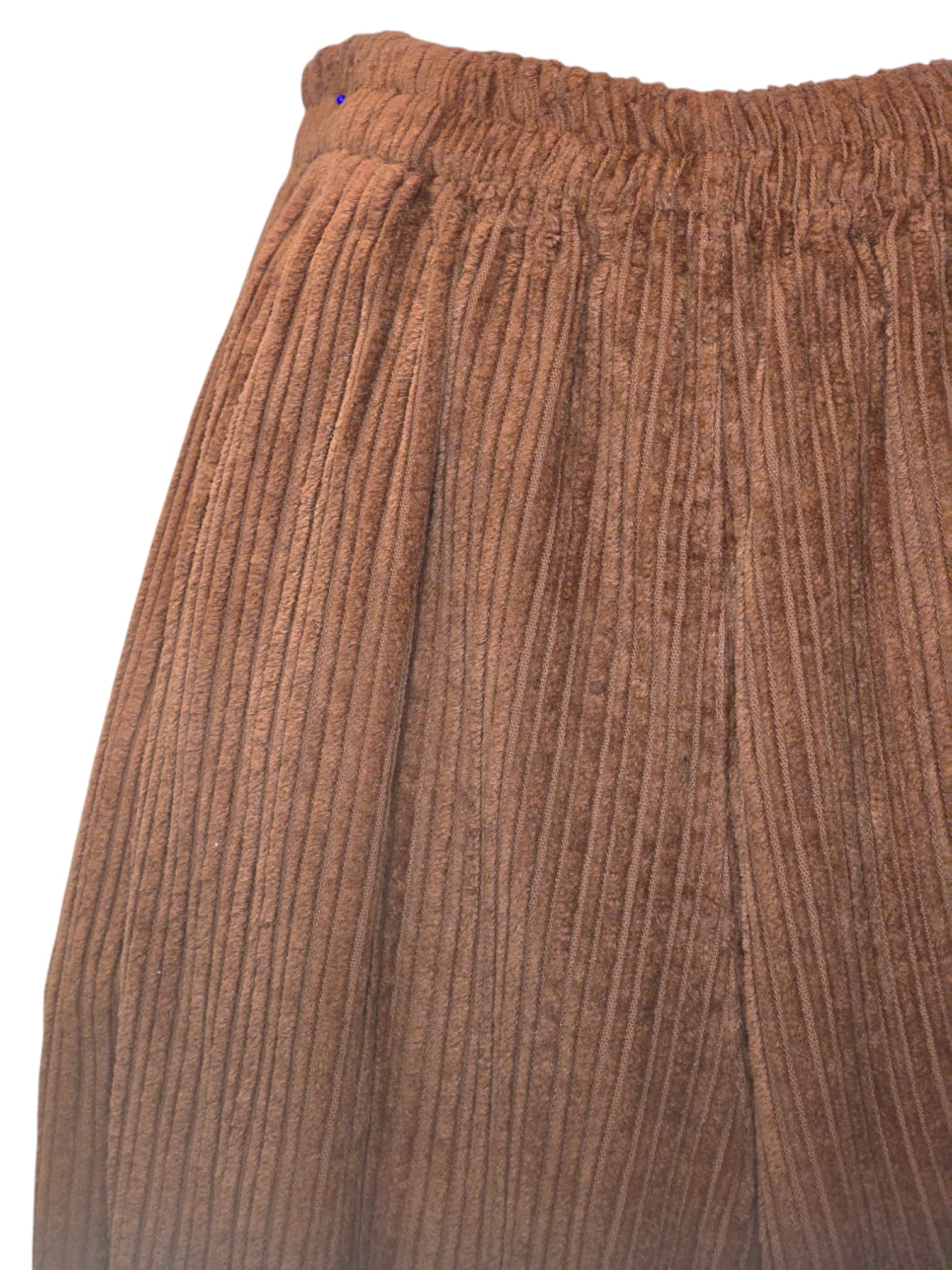 Pantalon marron en coton côtelé grosses côtes