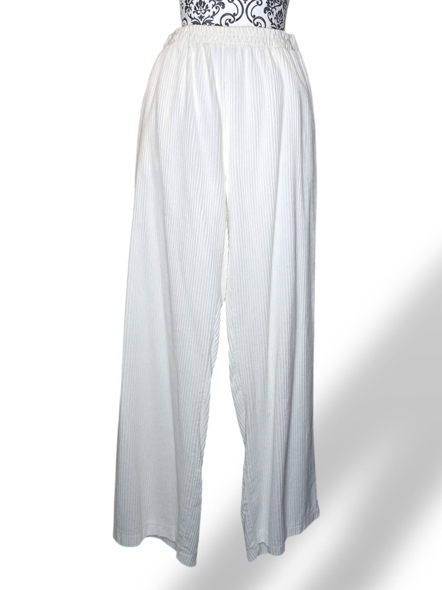 Pantalon blanc en coton côtelé