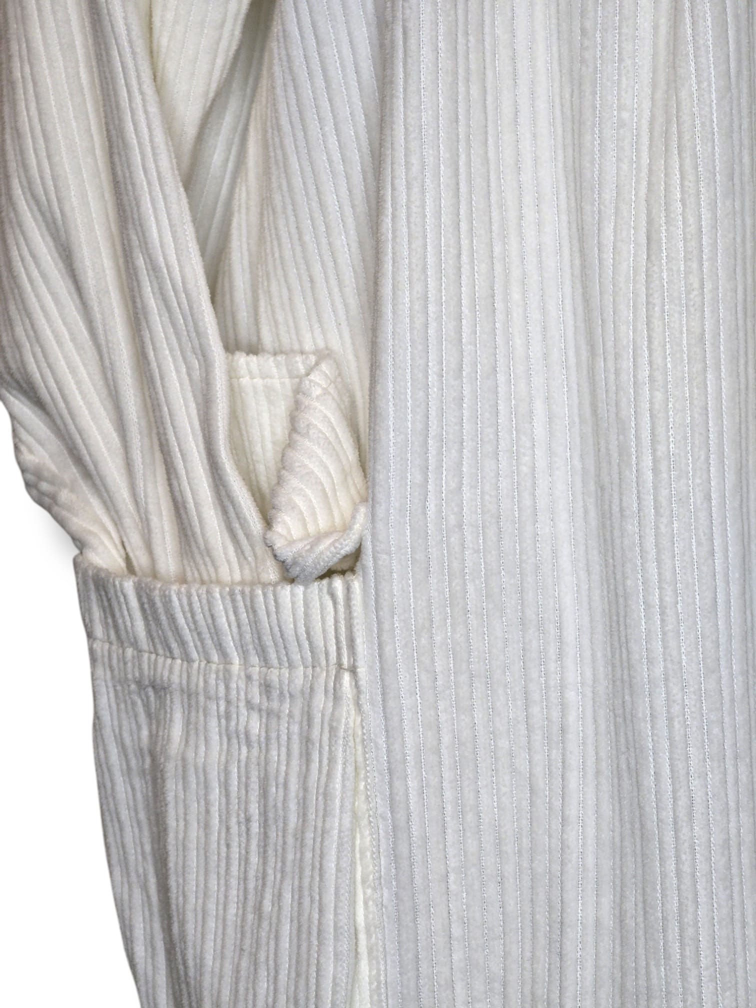 Manteau long à capuche en coton côtelé – Blanc