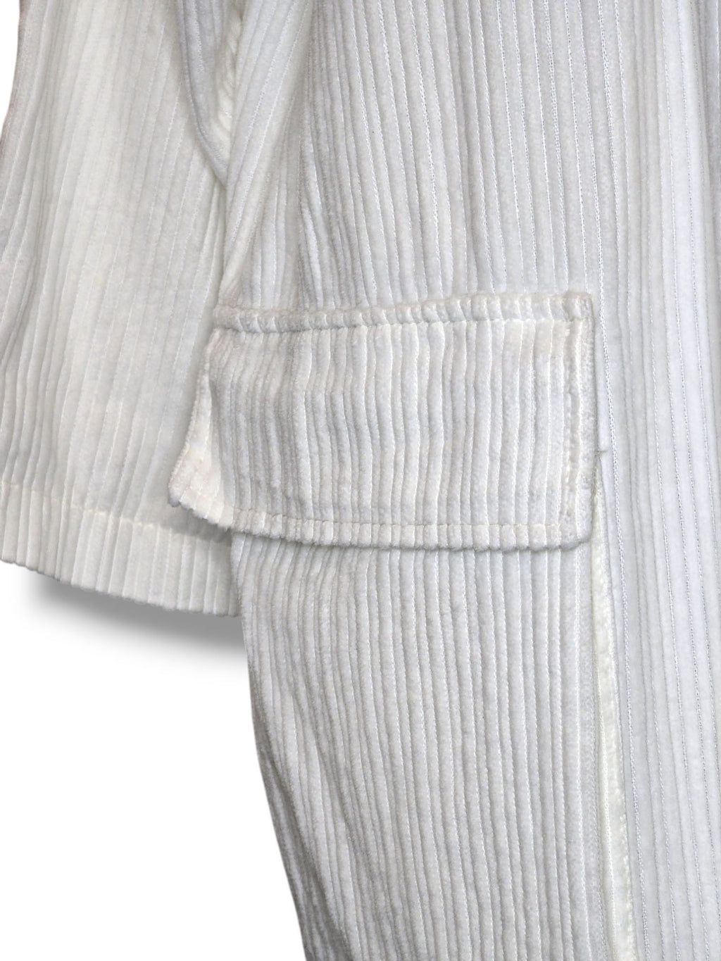 Manteau long à capuche en coton côtelé – Blanc