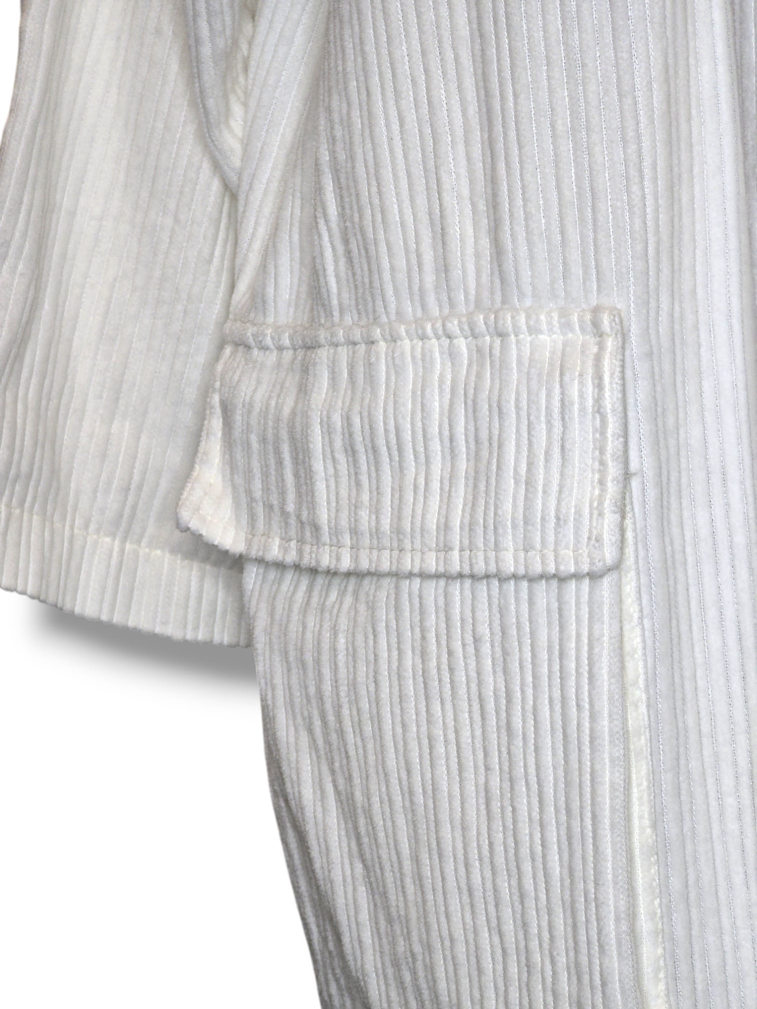 Manteau long à capuche en coton côtelé – Blanc