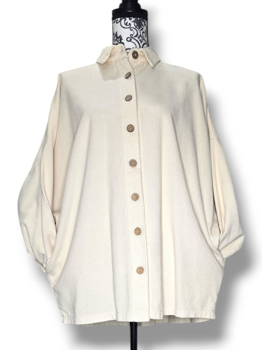 Veste blanche en coton côtelé