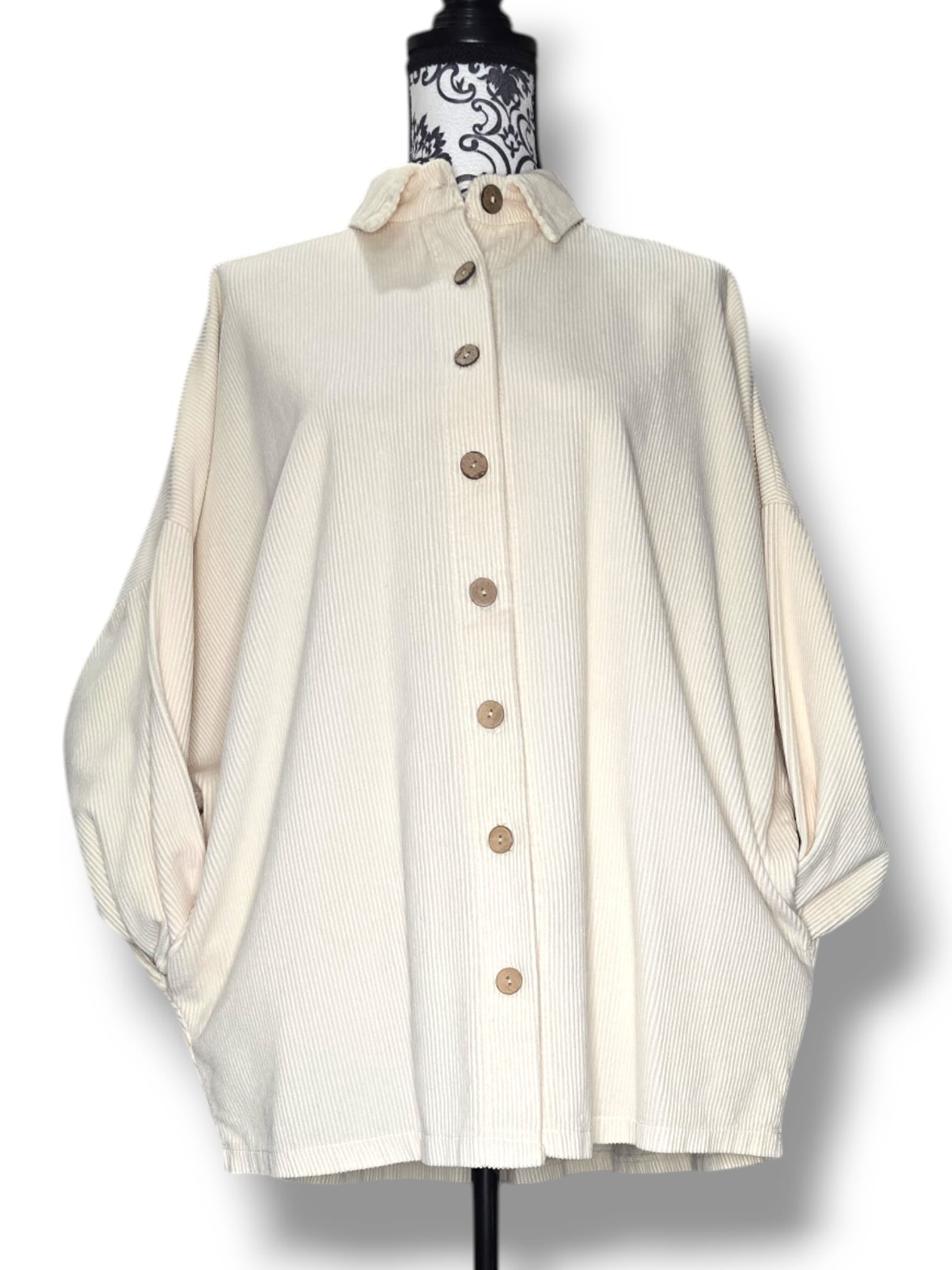 Veste blanche en coton côtelé