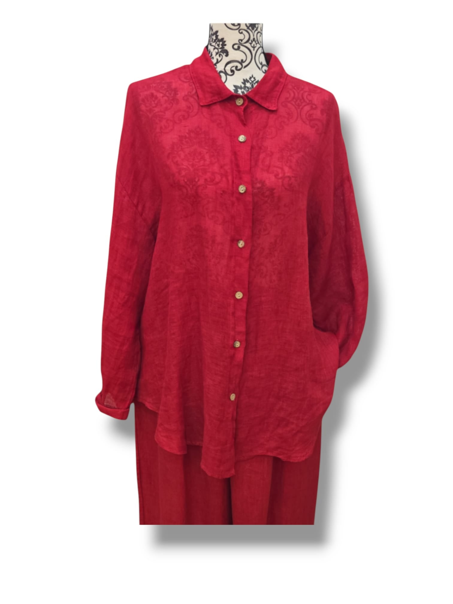 Chemise en gaze de lin – Rouge