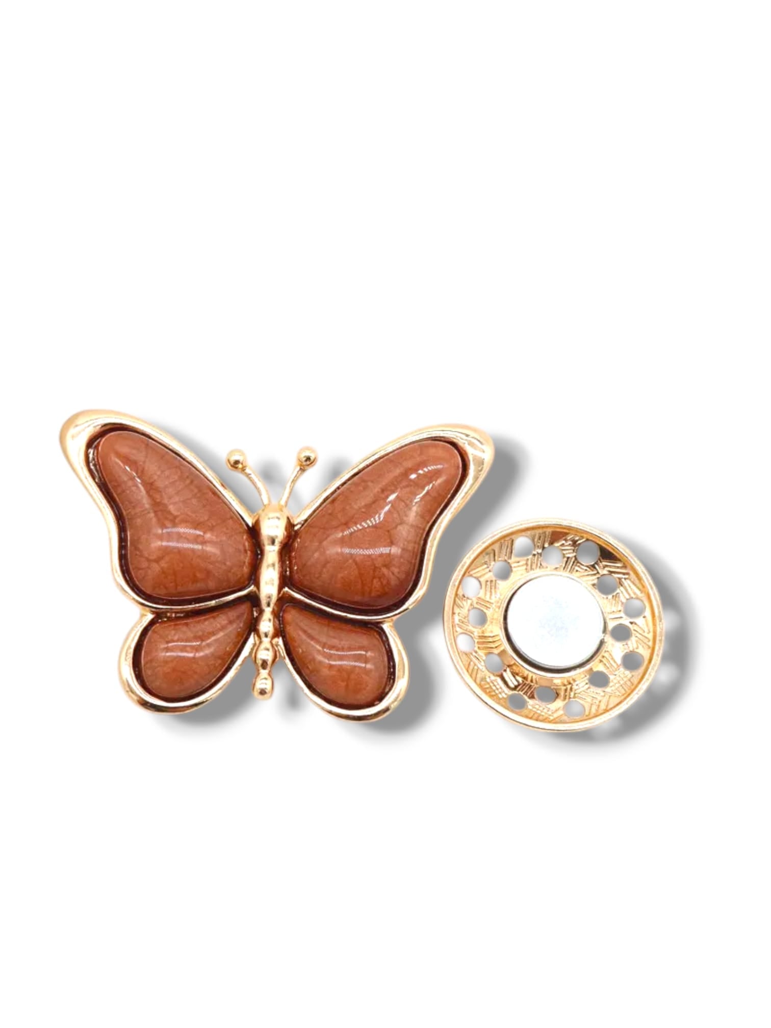 Broche aimantée "Papillon marron"